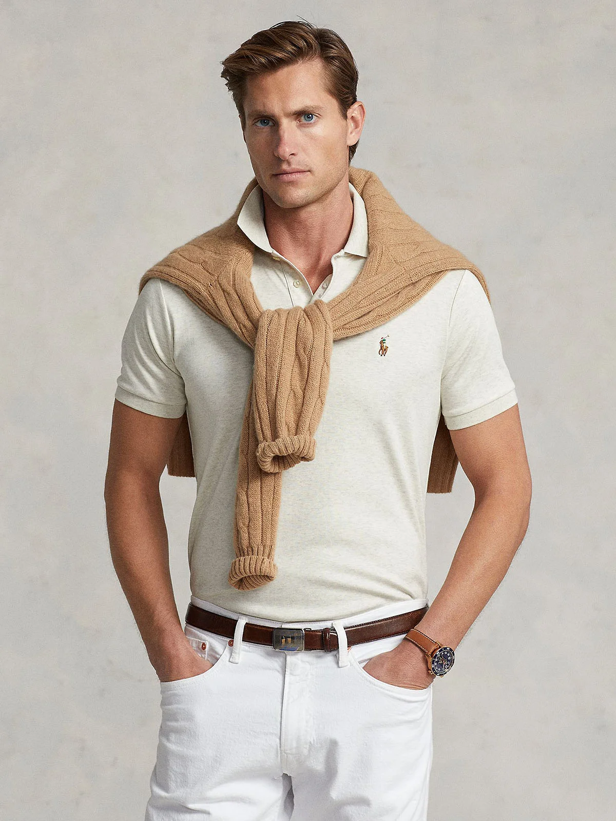 POLO RALPH LAUREN Áo Polo Nam Tay Ngắn Custom Slim Fit Soft Cotton Polo Shirt