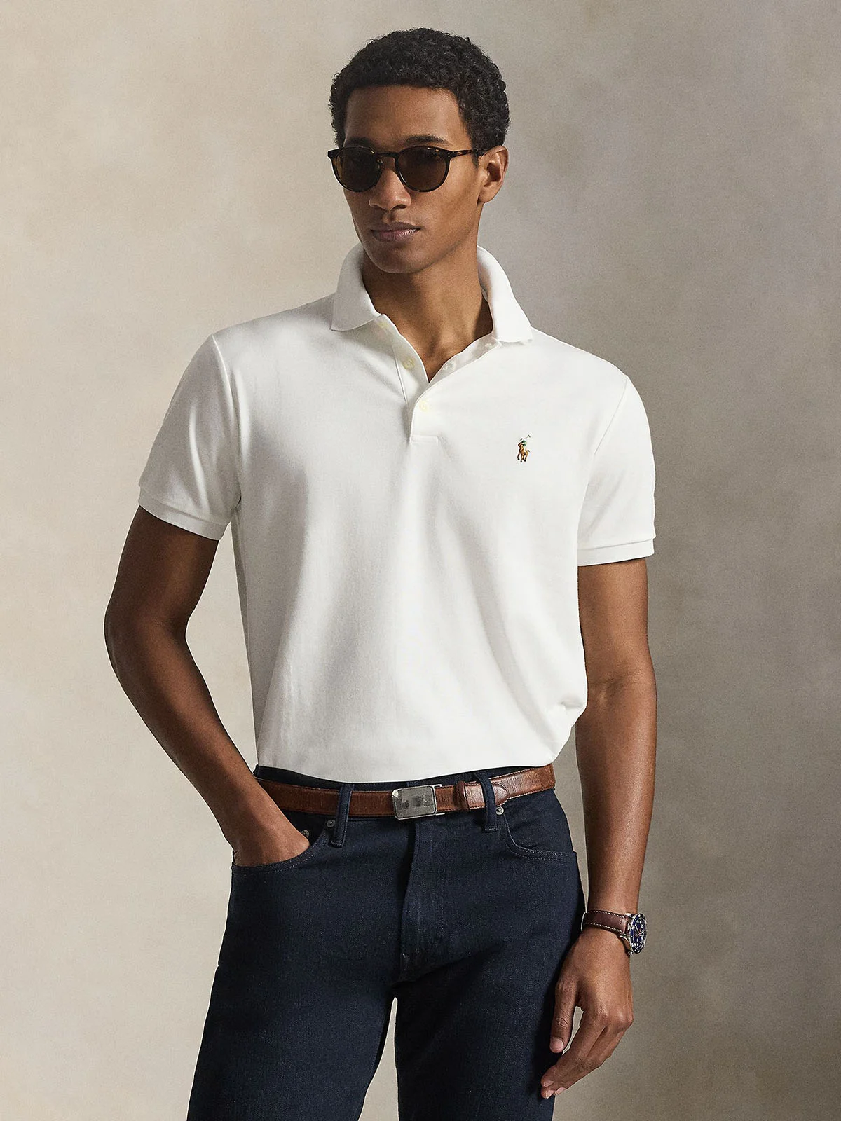 POLO RALPH LAUREN Áo Polo Nam Tay Ngắn Custom Slim Fit Soft Cotton Polo Shirt