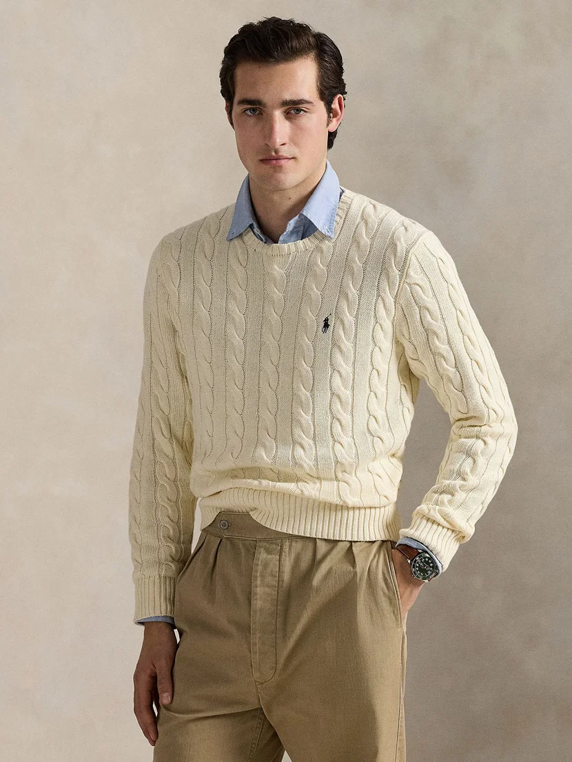 POLO RALPH LAUREN Áo Len Nam Tay Dài Cable-Knit Cotton Sweater