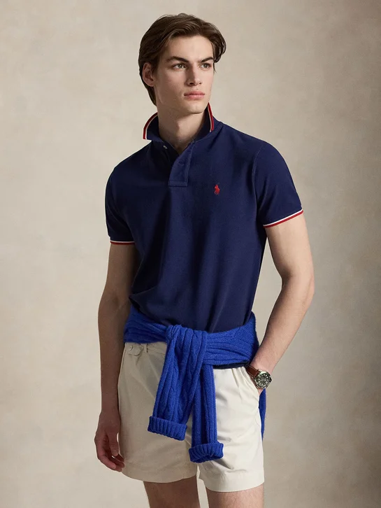 POLO RALPH LAUREN Áo Polo Nam Tay Ngắn Custom Slim Fit Mesh Polo Shirt