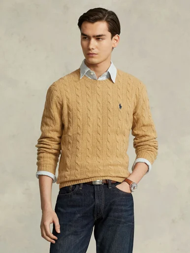 POLO RALPH LAUREN Áo Sweater Nam Tay Dài Cable-Knit Wool-Cashmere Sweater