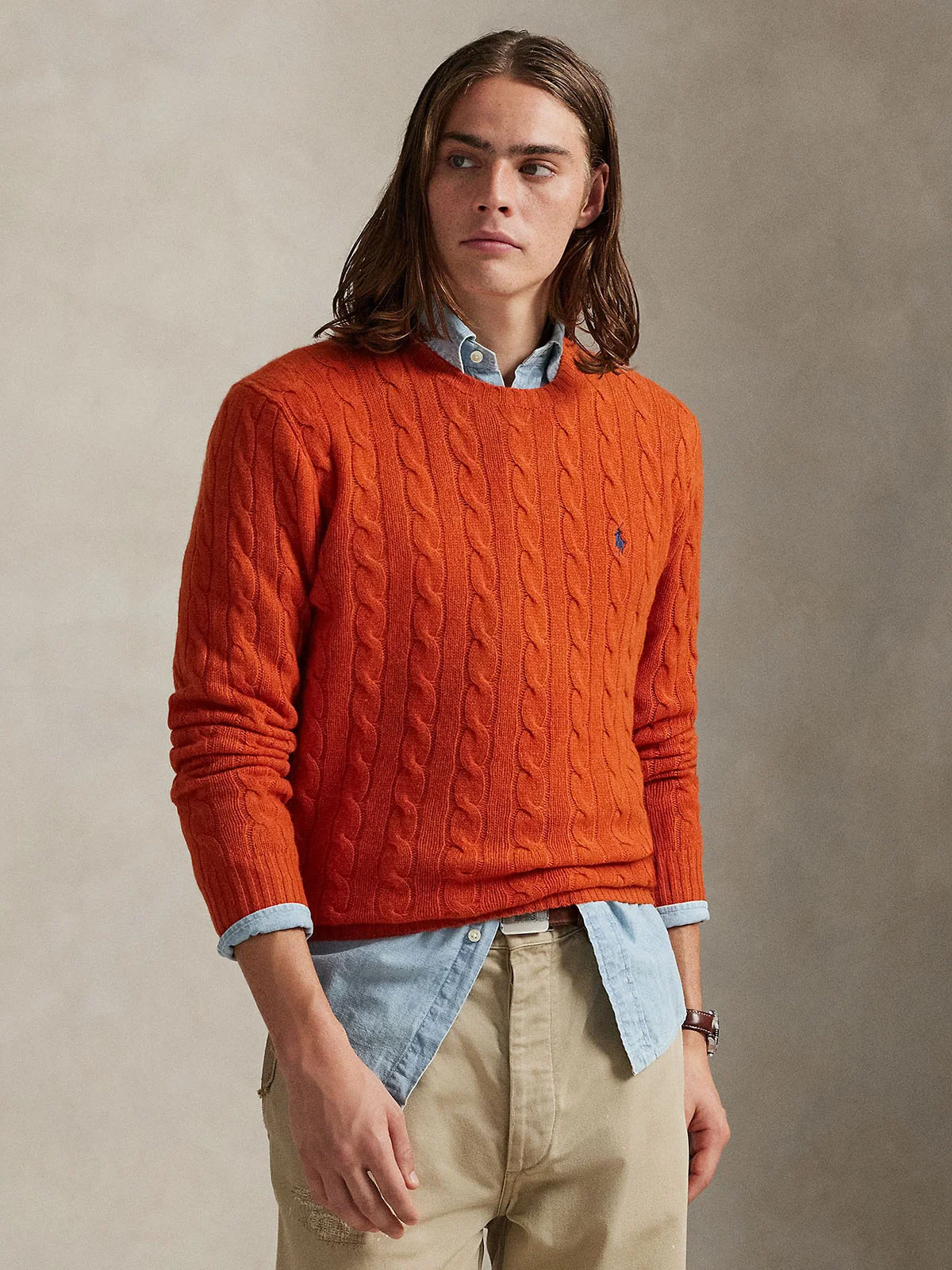 POLO RALPH LAUREN Áo Sweater Nam Tay Dài Cable-Knit Wool-Cashmere Sweater