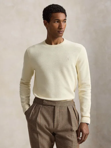 POLO RALPH LAUREN Áo Pullover Nam Tay Dài Mesh-Knit Cotton Crewneck Sweater