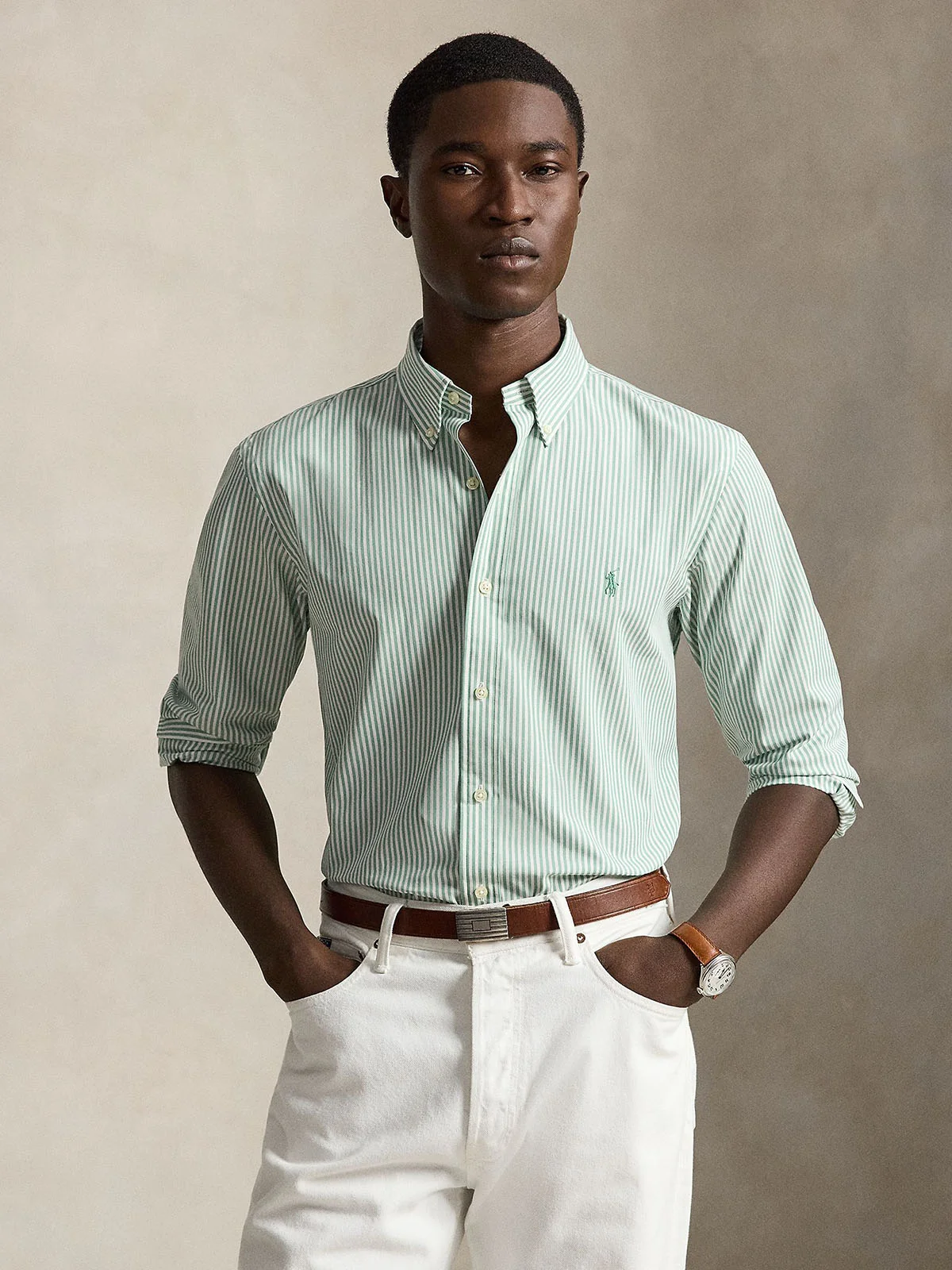 POLO RALPH LAUREN Áo Sơ Mi Nam Tay Dài Custom Fit Striped Stretch Poplin Shirt