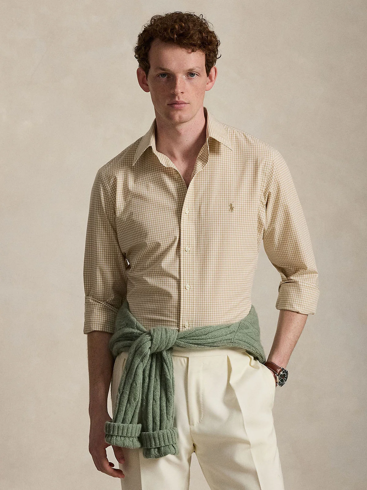 POLO RALPH LAUREN Áo Sơ Mi Nam Tay Dài Custom Fit Gingham Stretch Poplin Shirt