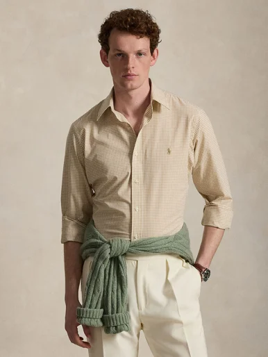 POLO RALPH LAUREN Áo Sơ Mi Nam Tay Dài Custom Fit Gingham Stretch Poplin Shirt