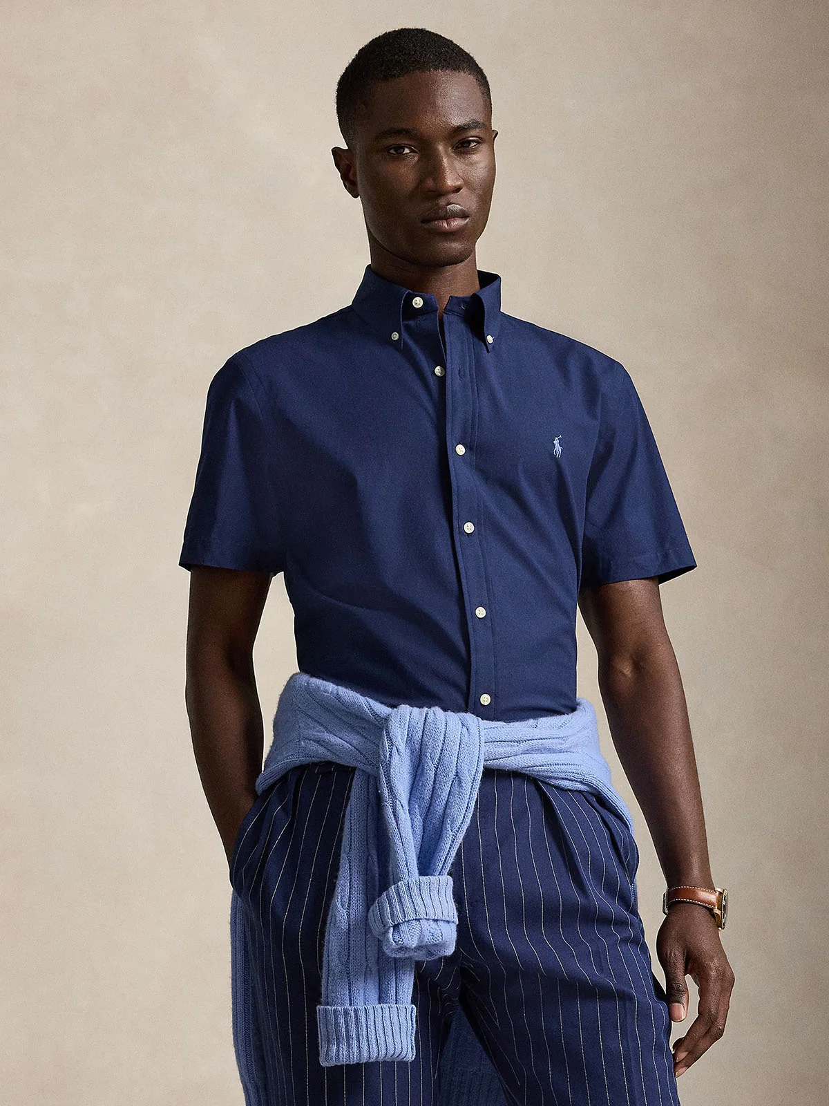 POLO RALPH LAUREN Áo Sơ Mi Nam Tay Ngắn Custom Fit Stretch Poplin Shirt