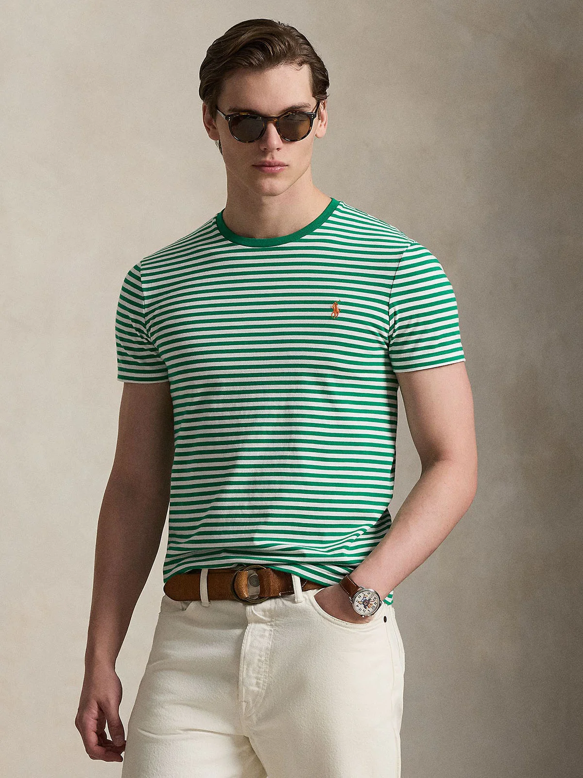 POLO RALPH LAUREN Áo Thun Nam Tay Ngắn Custom Slim Fit Striped Jersey T-Shirt
