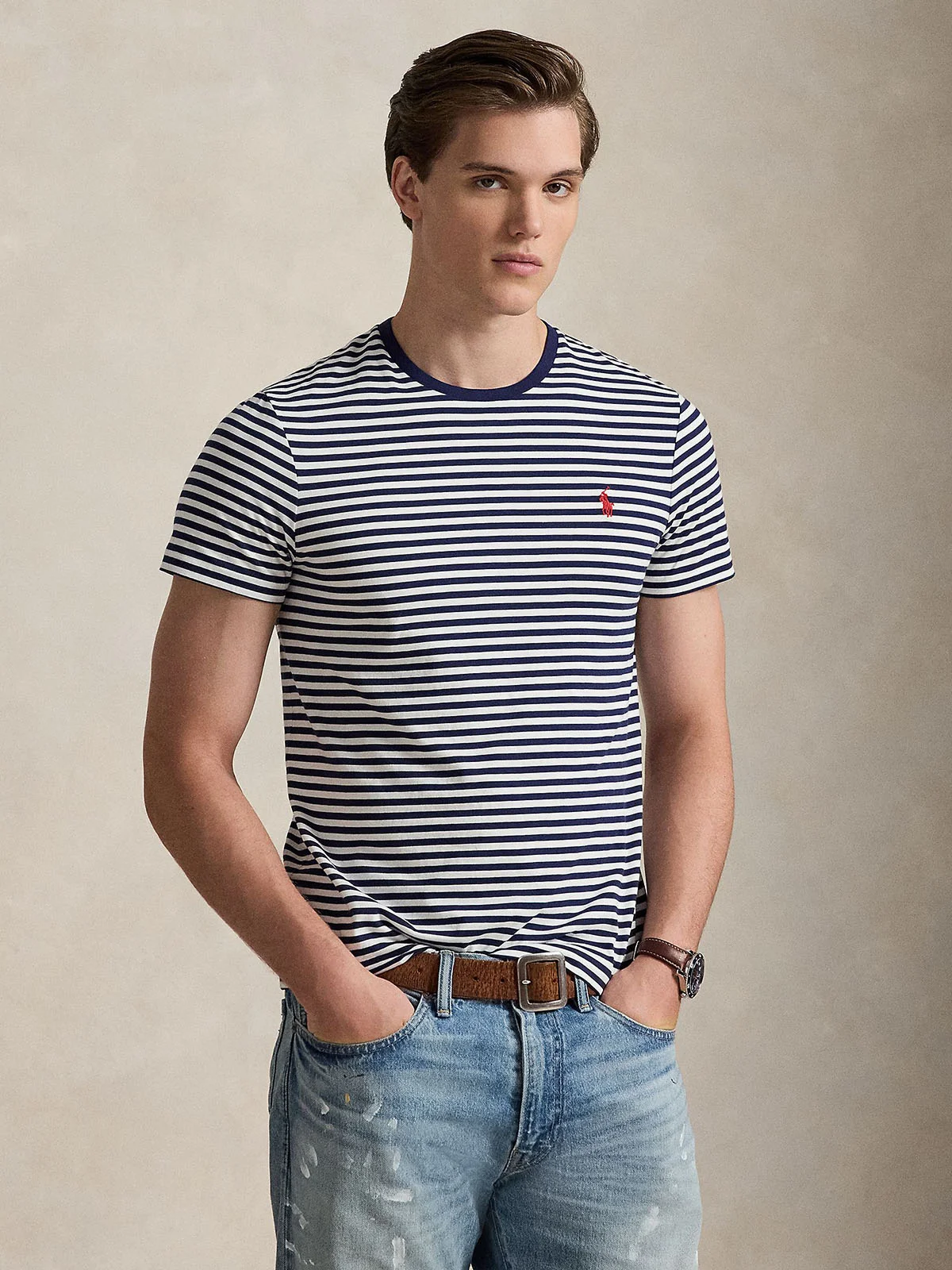 POLO RALPH LAUREN Áo Thun Nam Tay Ngắn Custom Slim Fit Striped Jersey T-Shirt