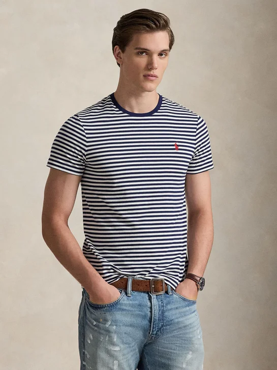 POLO RALPH LAUREN Áo Thun Nam Tay Ngắn Custom Slim Fit Striped Jersey T-Shirt