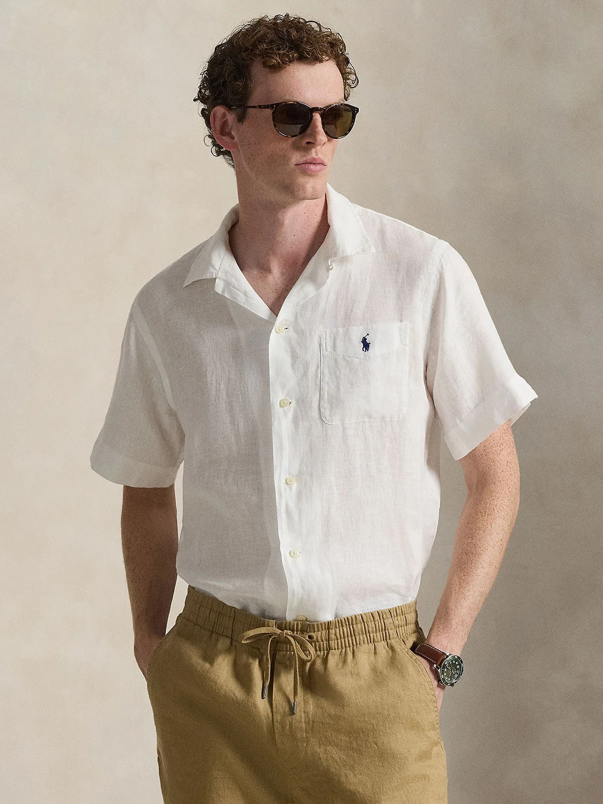 POLO RALPH LAUREN Áo Sơ Mi Nam Tay Ngắn Classic Fit Linen Camp Shirt