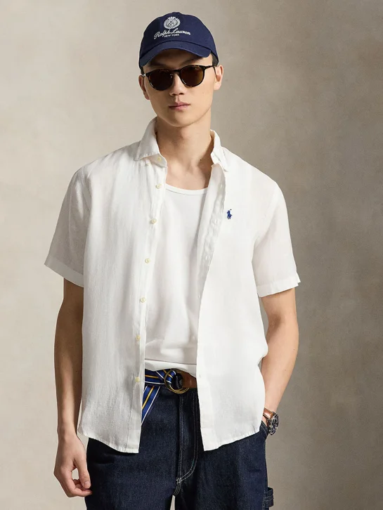 POLO RALPH LAUREN Áo Sơ Mi Nam Tay Ngắn Custom Fit Linen Shirt