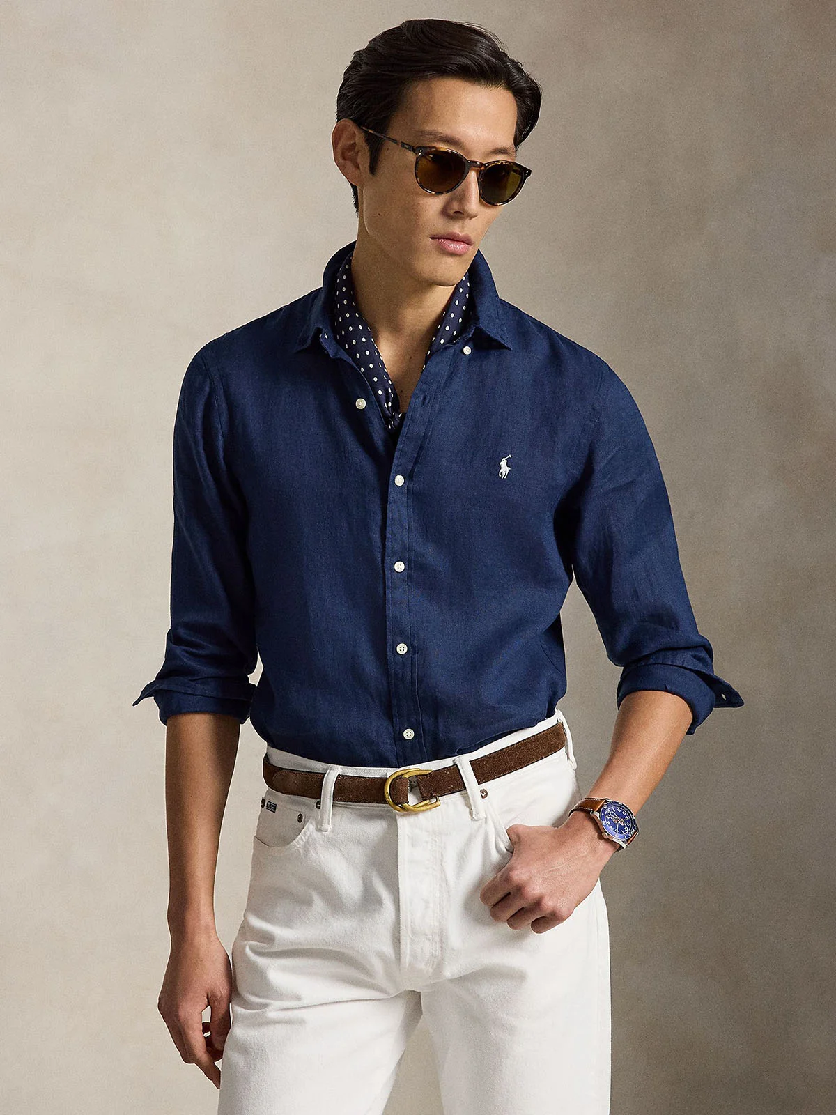 POLO RALPH LAUREN Áo Sơ Mi Nam Tay Dài Slim Fit Linen Shirt