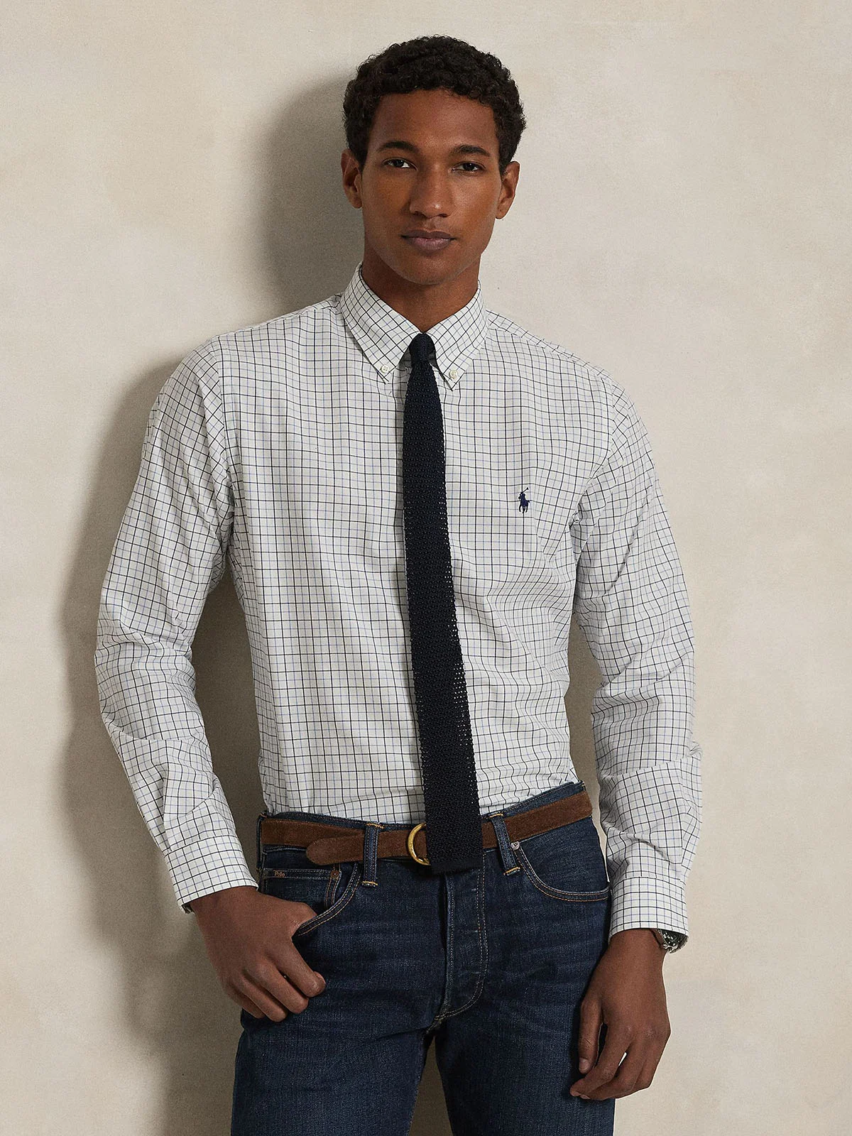 POLO RALPH LAUREN Áo Sơ Mi Nam Tay Dài Custom Fit Checked Stretch Poplin Shirt