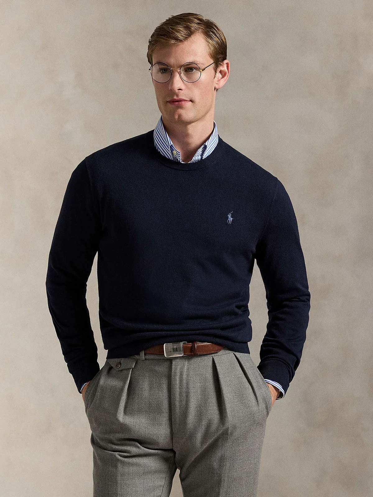 POLO RALPH LAUREN Áo Pullover Nam Tay Dài Cotton-Cashmere Crewneck Sweater