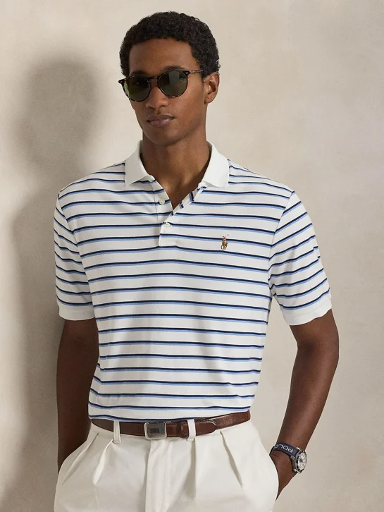 POLO RALPH LAUREN Áo Polo Nam Tay Ngắn Custom Slim Fit Striped Soft Cotton Polo