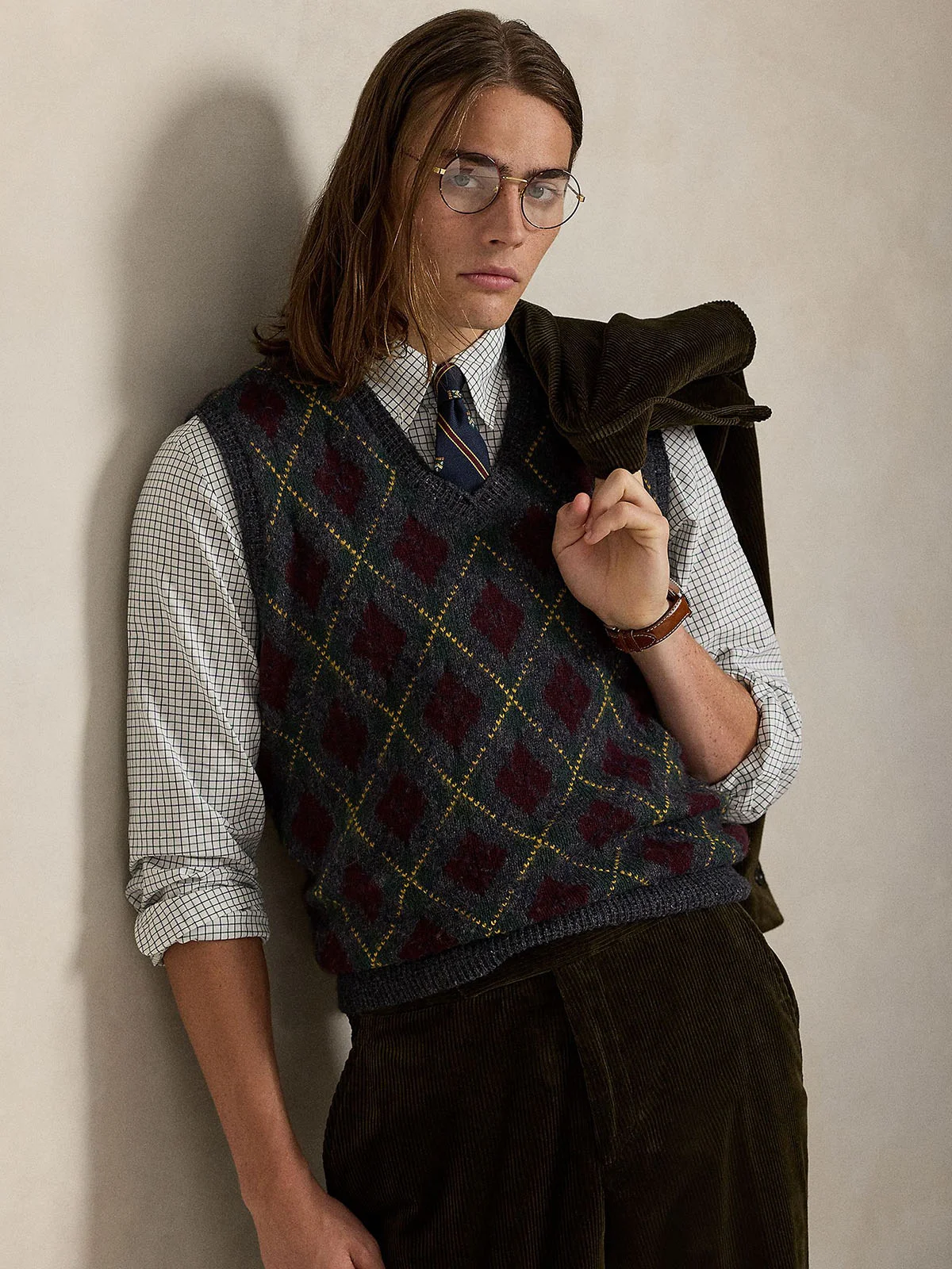 POLO RALPH LAUREN Áo Len Nam Không Tay Argyle Wool-Cashmere Sweater Vest