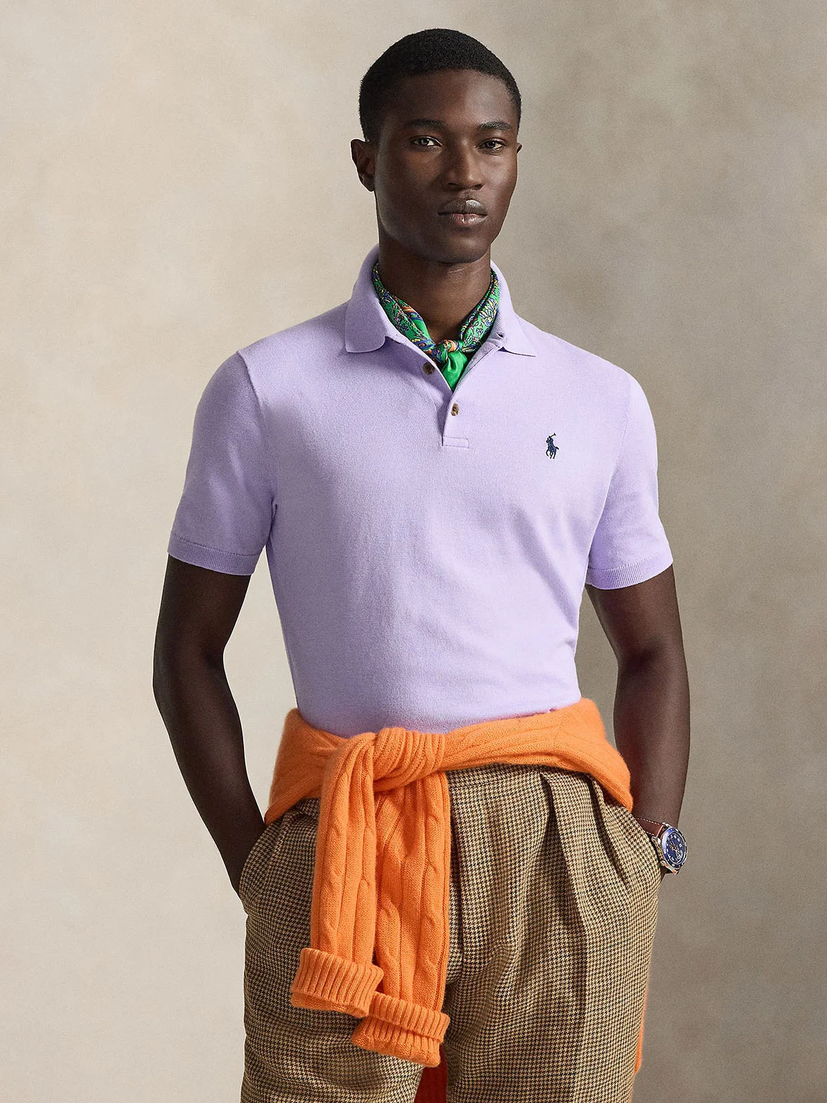 POLO RALPH LAUREN Áo Pullover Nam Tay Ngắn Cotton Polo-Collar Sweater