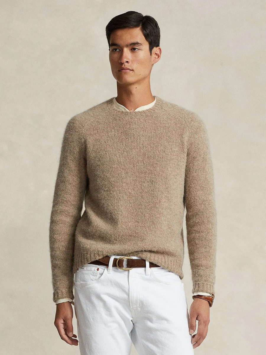 POLO RALPH LAUREN Áo Sweater Nam Tay Dài Suede-Patch Crewneck Sweater