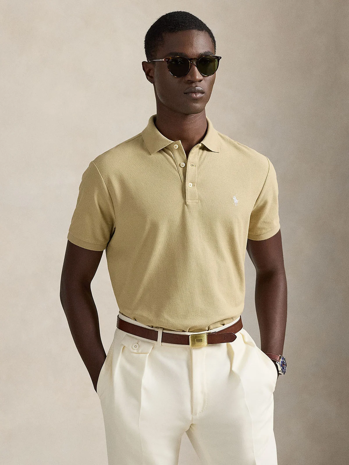 POLO RALPH LAUREN Áo Polo Nam Tay Ngắn Custom Slim Fit Honeycomb-Mesh Polo