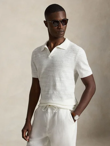 POLO RALPH LAUREN Áo Pullover Nam Tay Ngắn Textured Cotton-Linen Sweater