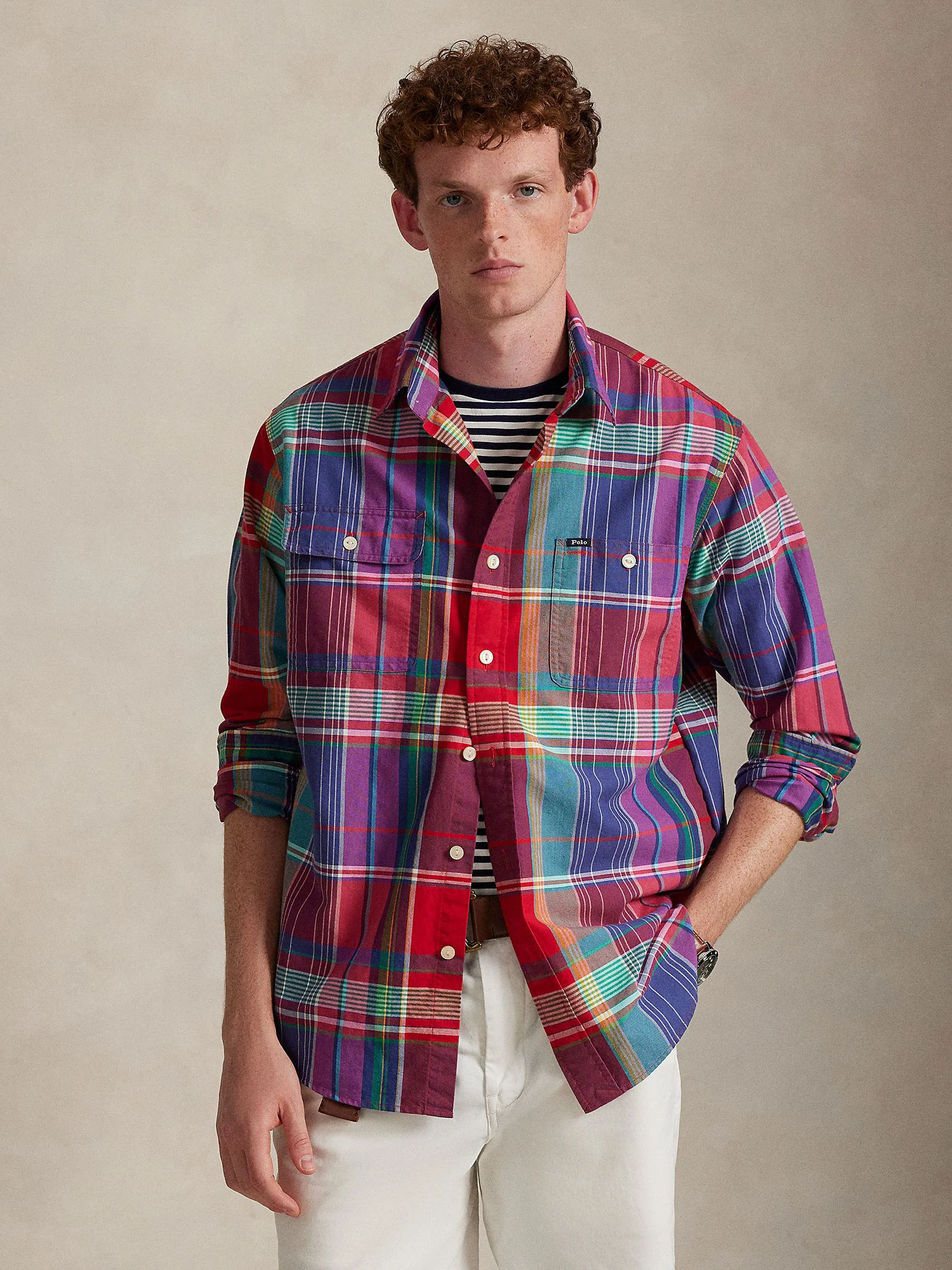 POLO RALPH LAUREN Áo Sơ Mi Nam Tay Dài Classic Fit Plaid Oxford Workshirt