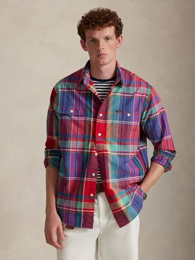 POLO RALPH LAUREN Áo Sơ Mi Nam Tay Dài Classic Fit Plaid Oxford Workshirt