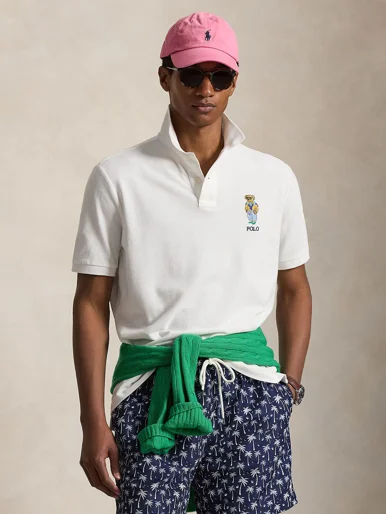 POLO RALPH LAUREN Áo Polo Nam Tay Ngắn Custom Slim Fit Polo Bear Mesh Polo