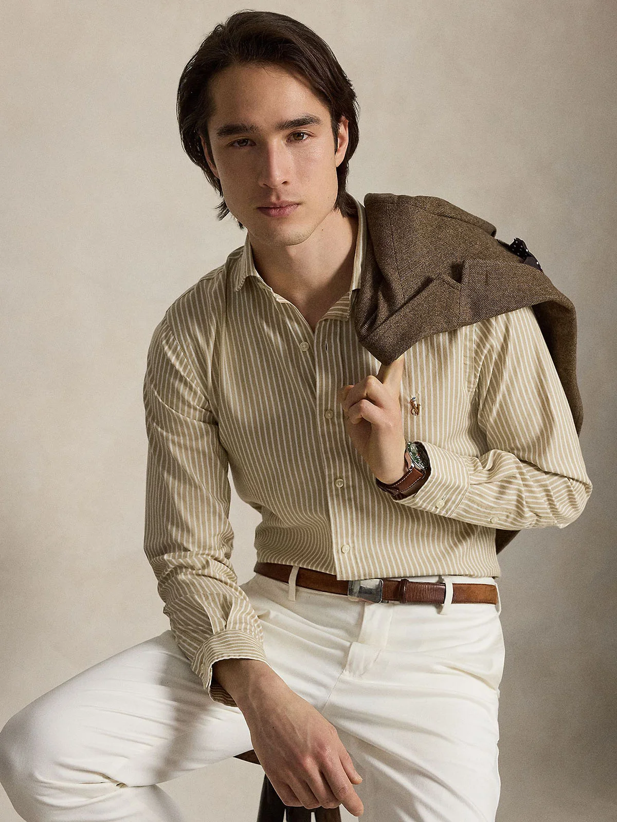 POLO RALPH LAUREN Áo Sơ Mi Nam Tay Dài Custom Fit Striped Stretch Oxford Shirt