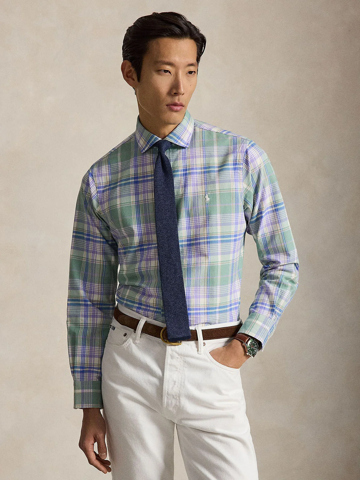 POLO RALPH LAUREN Áo Sơ Mi Nam Tay Dài Custom Fit Plaid Oxford Shirt