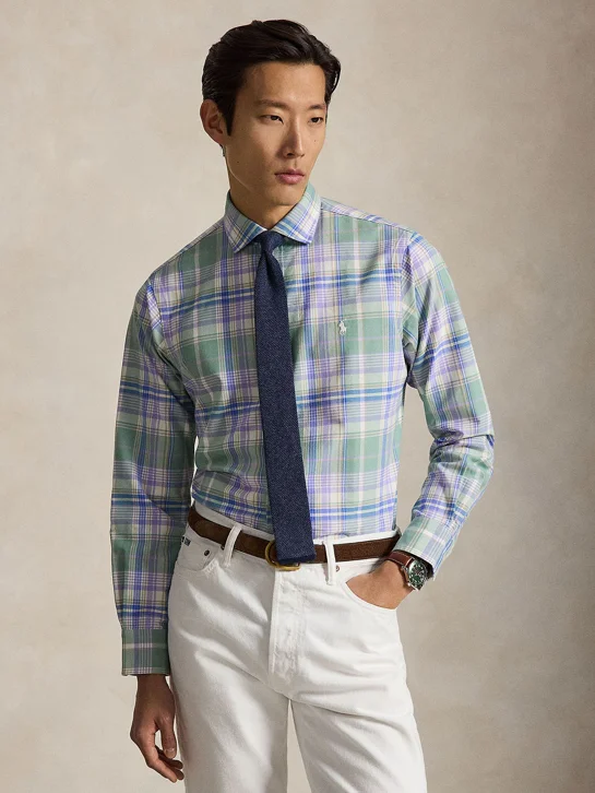 POLO RALPH LAUREN Áo Sơ Mi Nam Tay Dài Custom Fit Plaid Oxford Shirt