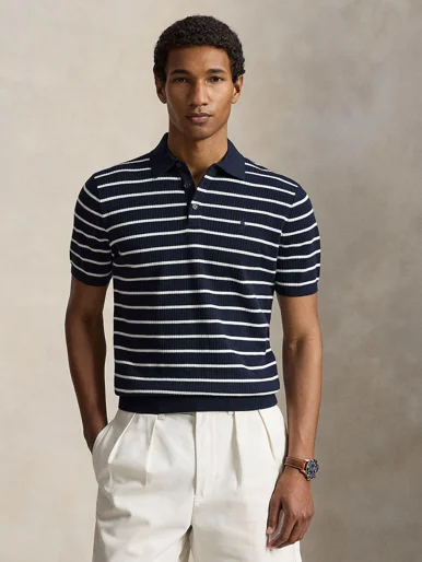 POLO RALPH LAUREN Áo Pullover Nam Tay Ngắn Striped Rib-Knit Cotton Polo Sweater