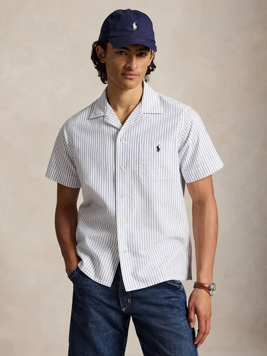 POLO RALPH LAUREN Áo Sơ Mi Nam Tay Ngắn Classic Fit Striped Oxford Camp Shirt
