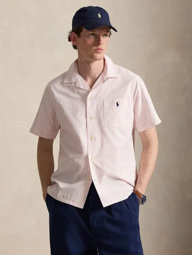 POLO RALPH LAUREN Áo Sơ Mi Nam Tay Ngắn Classic Fit Striped Oxford Camp Shirt