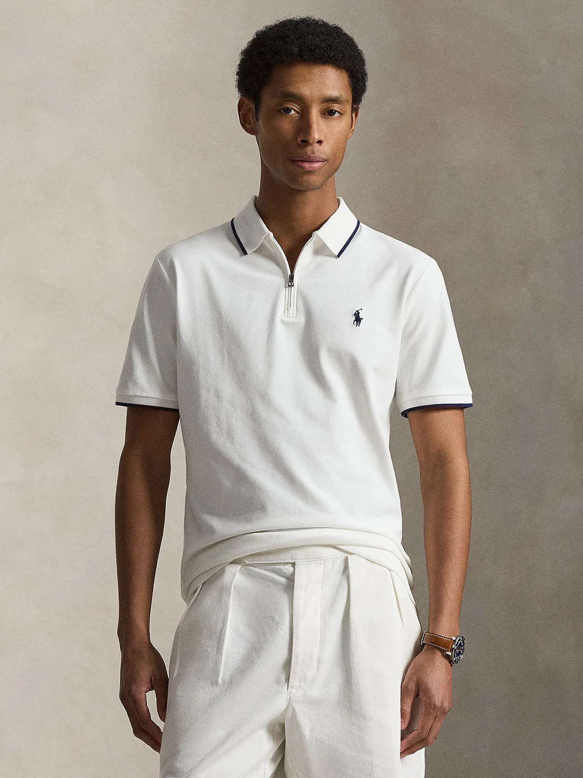 POLO RALPH LAUREN Áo Pullover Nam Tay Ngắn Classic Fit Stretch Mesh Zip Polo Shirt