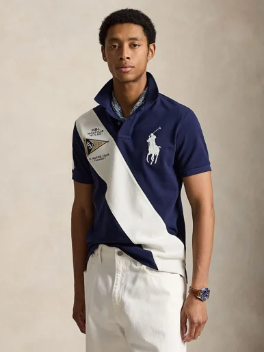 POLO RALPH LAUREN Áo Polo Nam Tay Ngắn Custom Slim Fit Big Pony Mesh Polo Shirt