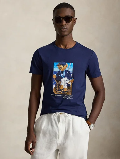 POLO RALPH LAUREN Áo Thun Nam Tay Ngắn Custom Slim Fit Polo Bear T-Shirt