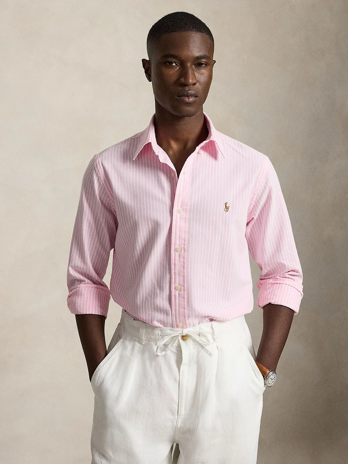 POLO RALPH LAUREN Áo Sơ Mi Nam Tay Dài Custom Fit Seersucker Oxford Shirt