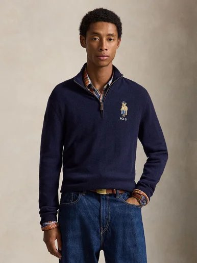 POLO RALPH LAUREN Áo Pullover Nam Tay Dài Polo Bear Wool Quarter-Zip Sweater