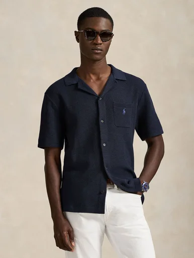 POLO RALPH LAUREN Áo Sơ Mi Nam Tay Ngắn Mesh-Knit Cotton Short-Sleeve Cardigan