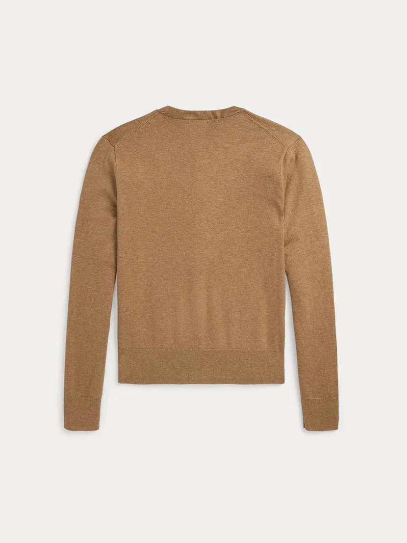 POLO RALPH LAUREN Áo Cardigan Nữ Tay Dài Stretch Cotton-Blend Crewneck Cardigan