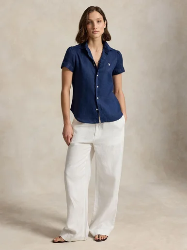 POLO RALPH LAUREN Áo Sơ Mi Nữ Tay Ngắn Linen Short-Sleeve Shirt