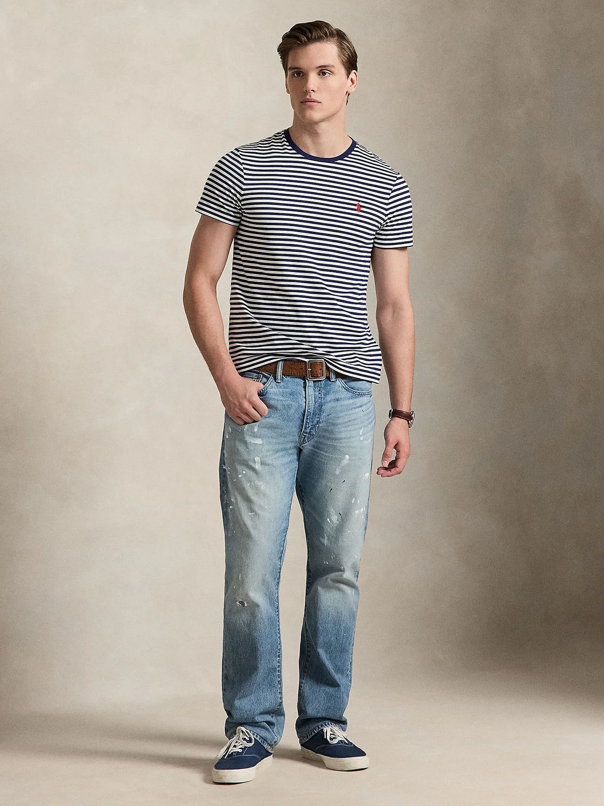 POLO RALPH LAUREN Áo Thun Nam Tay Ngắn Custom Slim Fit Striped Jersey T-Shirt