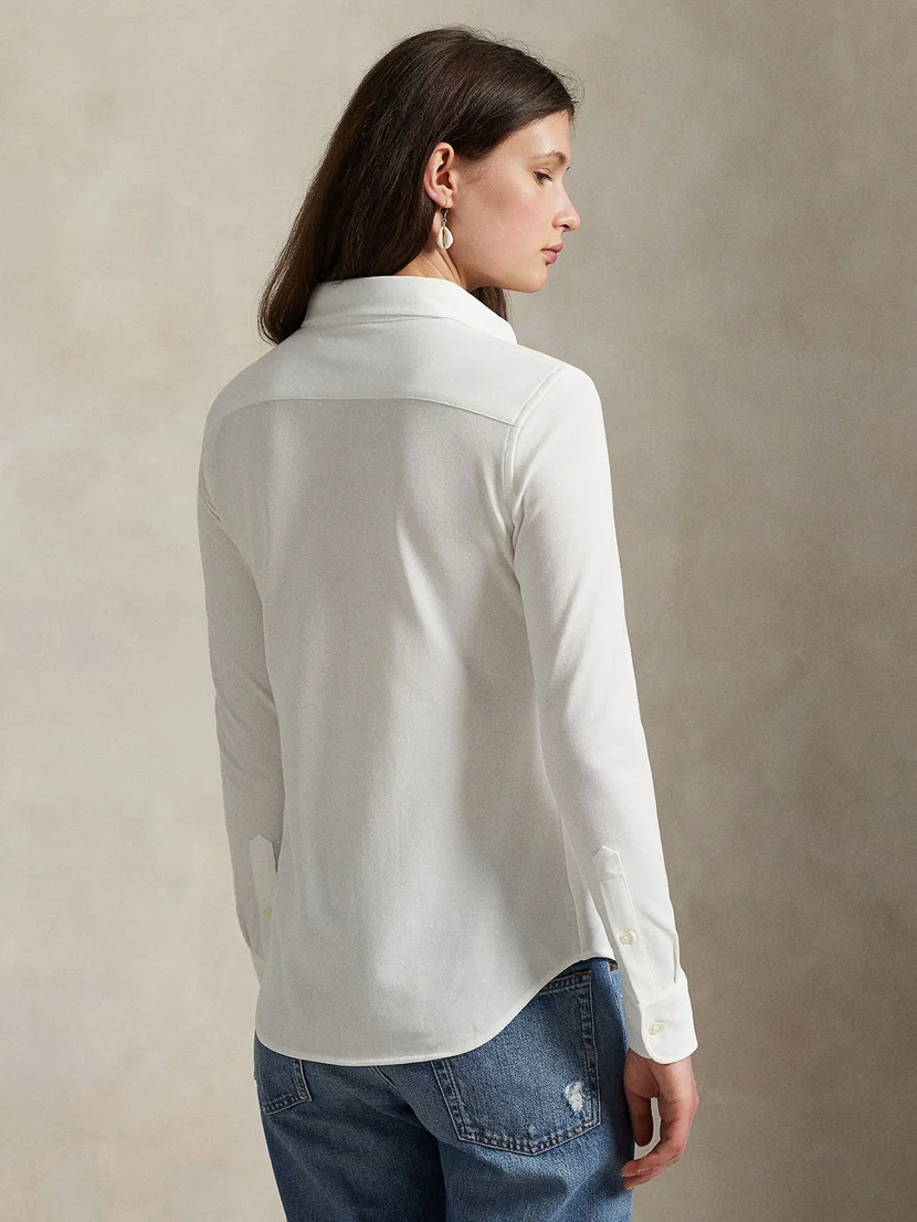 POLO RALPH LAUREN Áo Sơ Mi Nữ Tay Dài Slim Fit Knit Cotton Oxford Shirt
