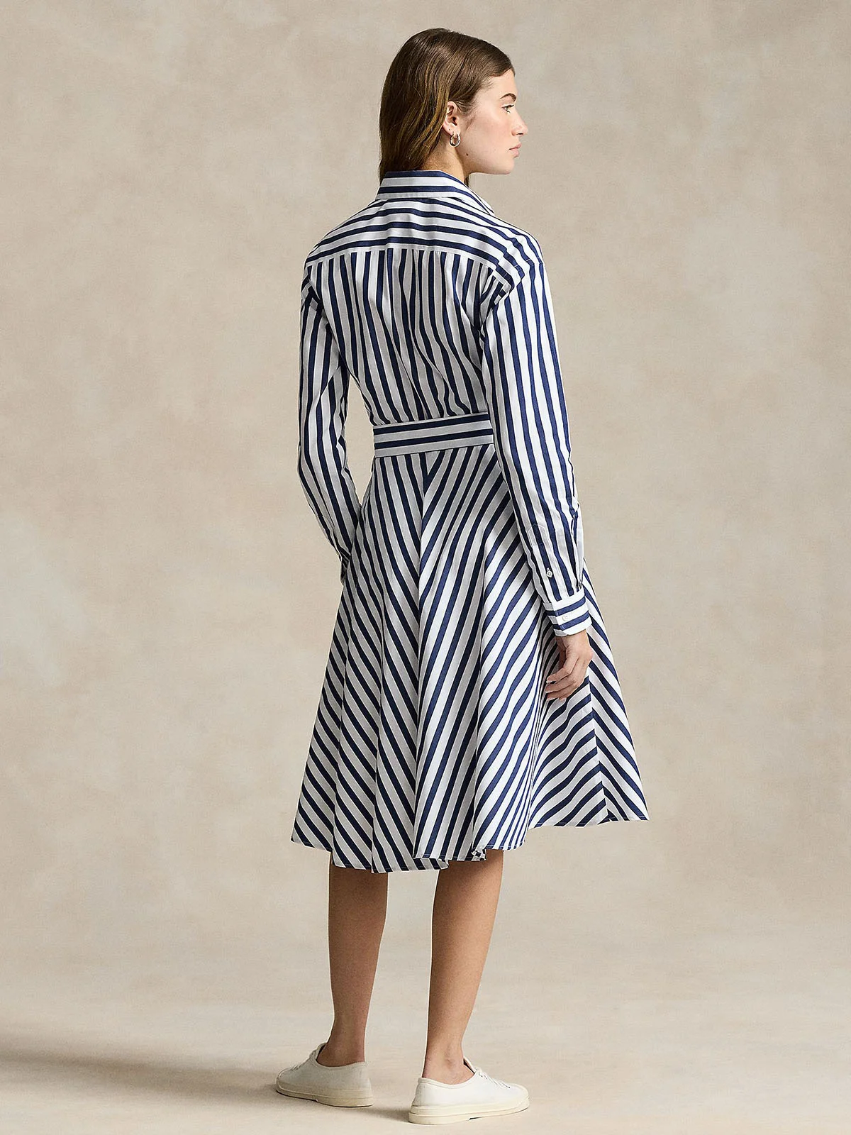 POLO RALPH LAUREN Đầm Nữ Belted Wide-Stripe Cotton Shirtdress