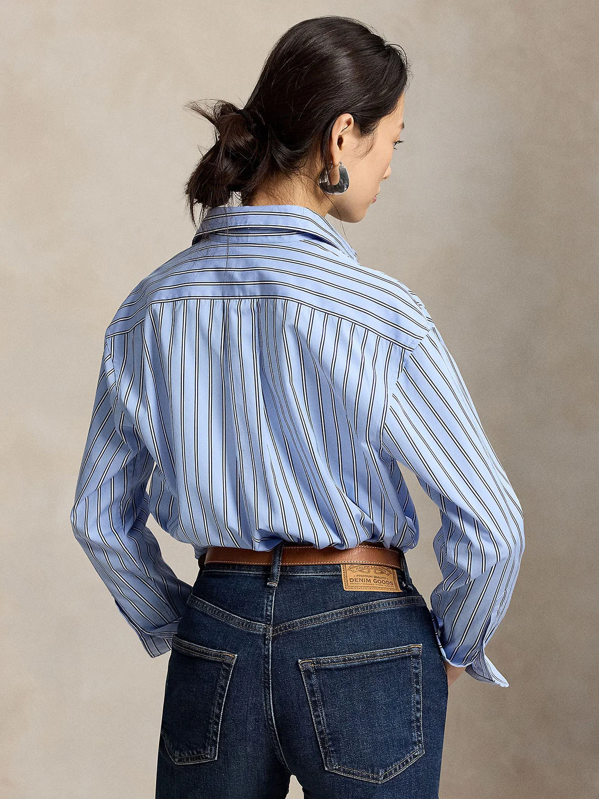 POLO RALPH LAUREN Áo Sơ Mi Nữ Tay Dài Relaxed Fit Striped Cotton Shirt