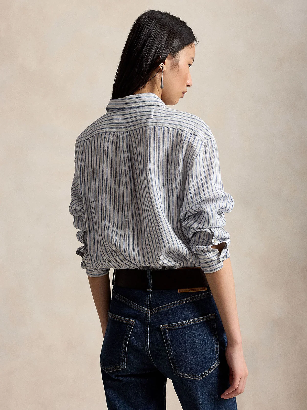 POLO RALPH LAUREN Áo Sơ Mi Nữ Tay Dài Wide Cropped Gingham Linen Shirt