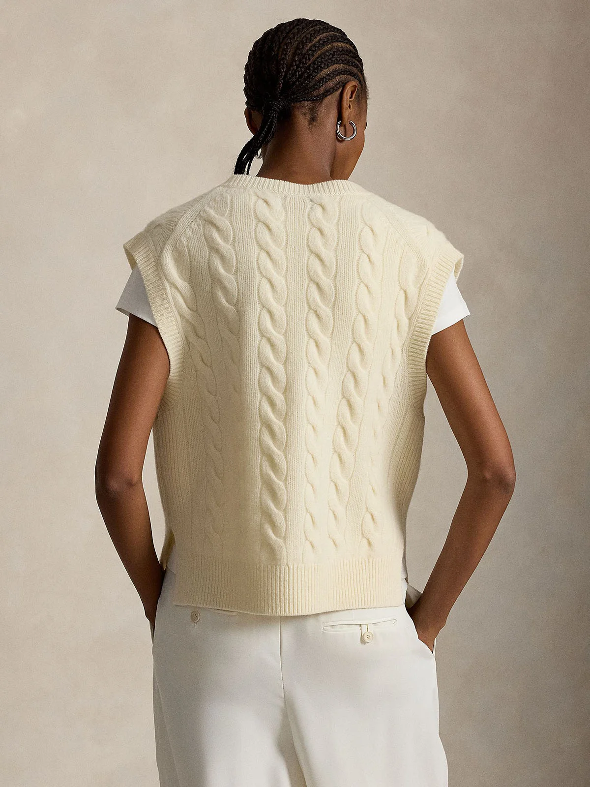 POLO RALPH LAUREN Áo Pullover Nữ Không Tay Cable-Knit Wool-Cashmere Sweater Vest