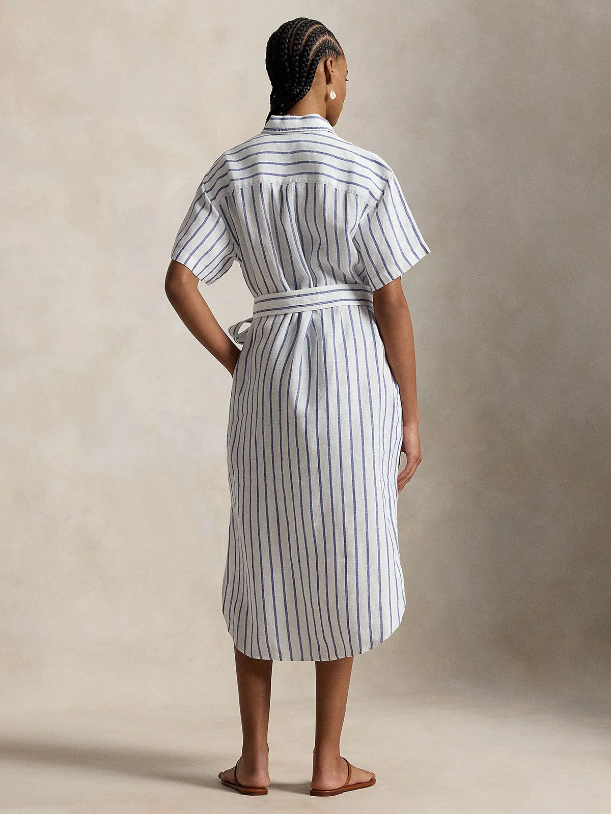 POLO RALPH LAUREN Đầm Nữ Striped Linen Short-Sleeve Shirtdress