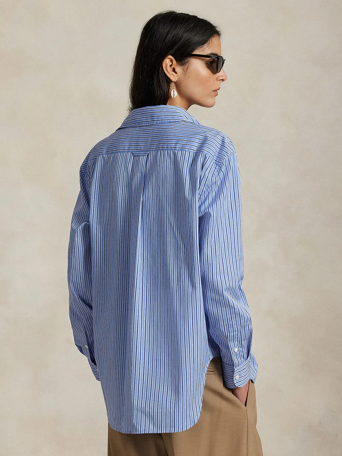 POLO RALPH LAUREN Áo Sơ Mi Nữ Tay Dài Oversize Fit Striped Cotton Shirt